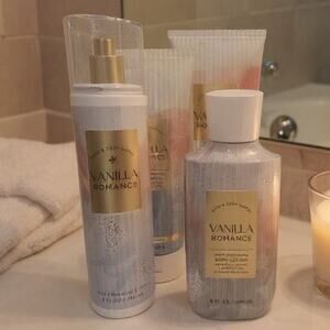 NEW! Bath & Body Works Vanilla Romance Body Care Wash Lotion Cream Fragrance 4pc